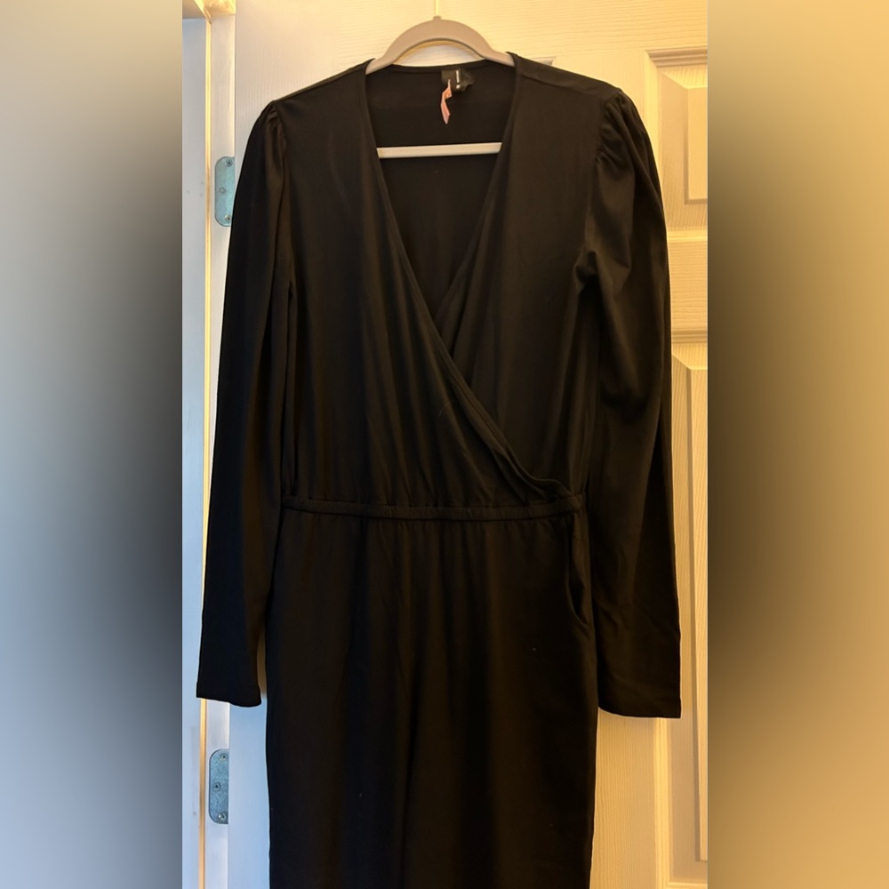 BOBI Revolve Women’s Black Drape Front Size Med Modal Surplice Jumpsuit - Picture 10 of 11